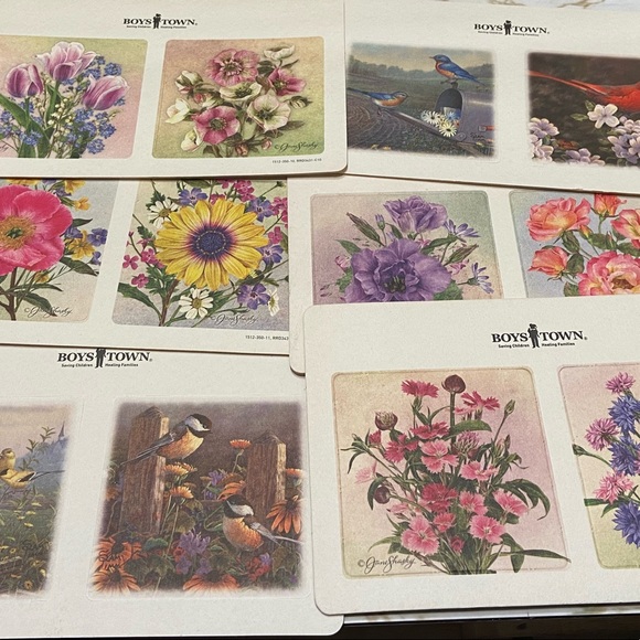 Boys Town Wild Wings Chipboard Drink Coasters 2014 Song Birds/Flowers Set Of 12 - Picture 5 of 8